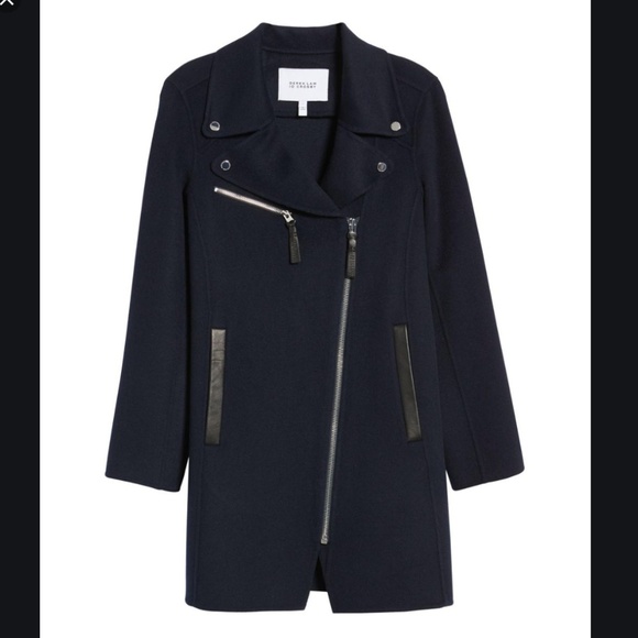 DEREK LAM 10 CROSBY Double-Face Wool Moto Coat - Picture 4 of 5